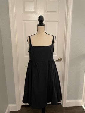 Rebecca Taylor Black Square-Neck Midi Dress with Thin Straps